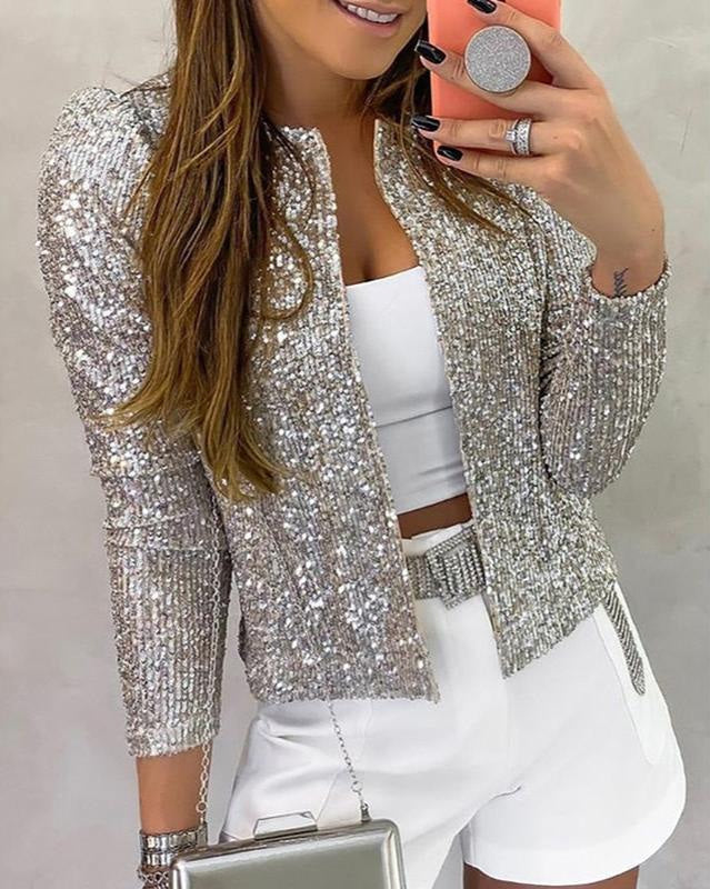 Blazer mit Glanz und offener Front für Damen