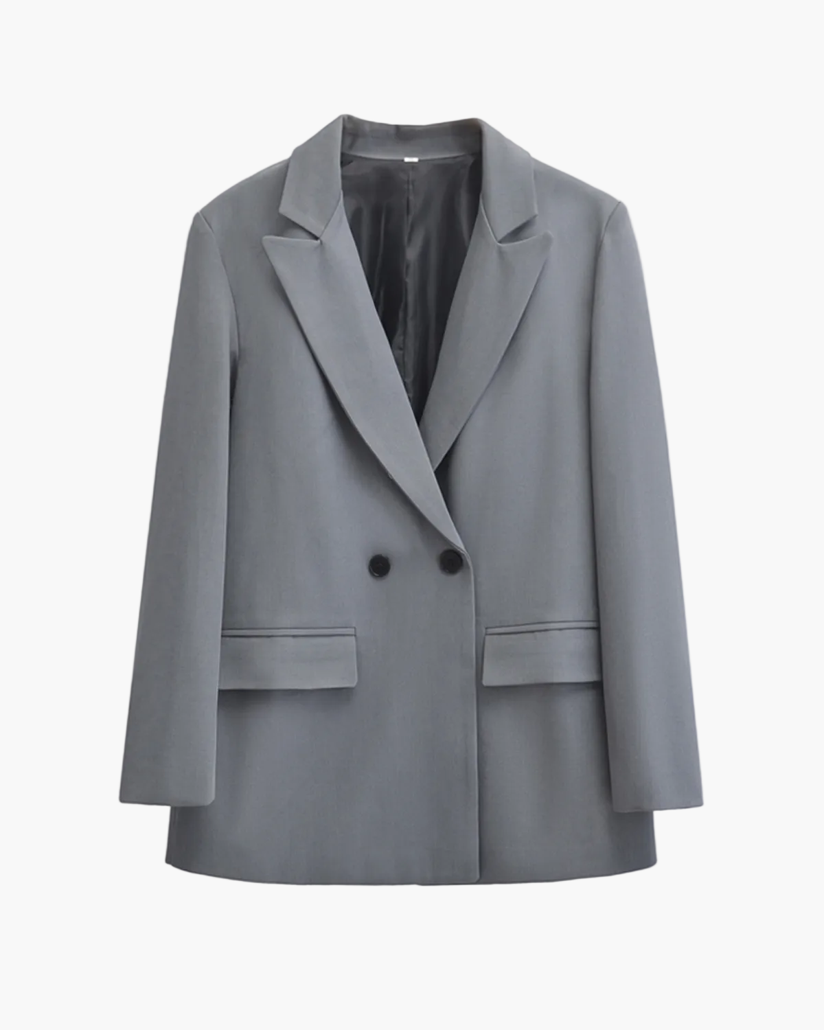 Double-Breasted Blazer with Broad Lapels - Grey