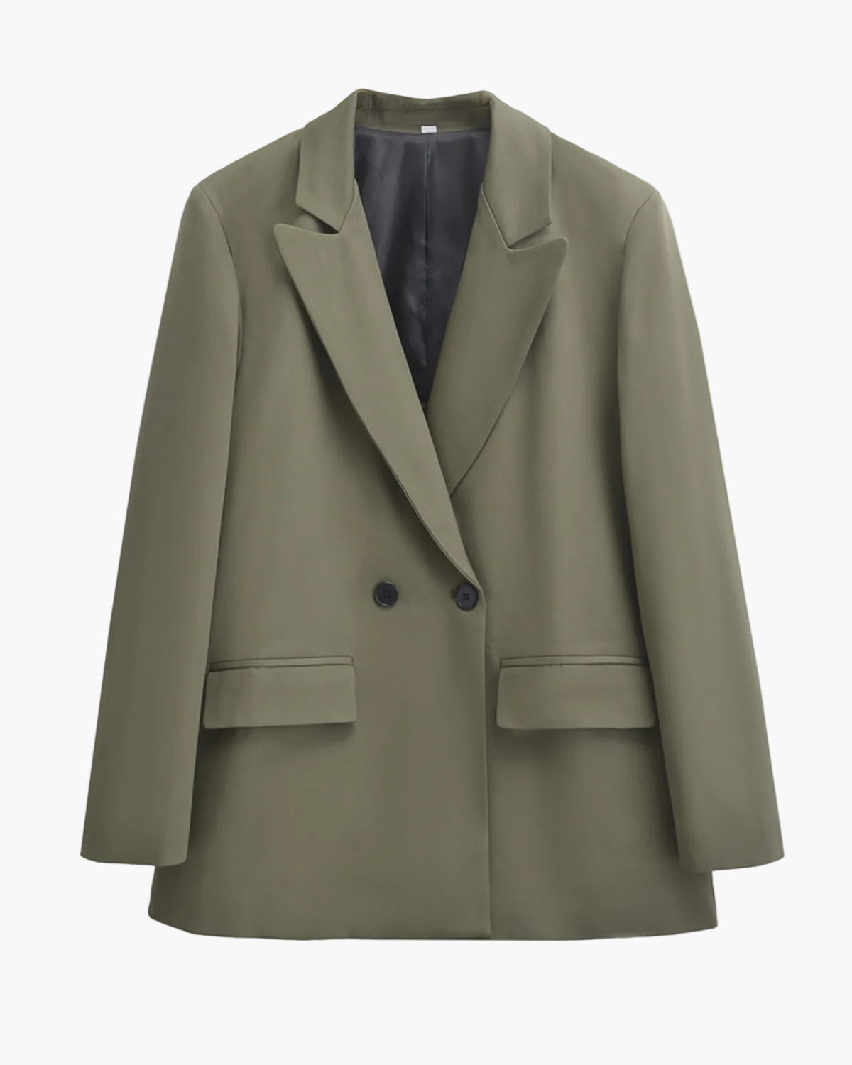 Double-Breasted Blazer with Broad Lapels - Khaki