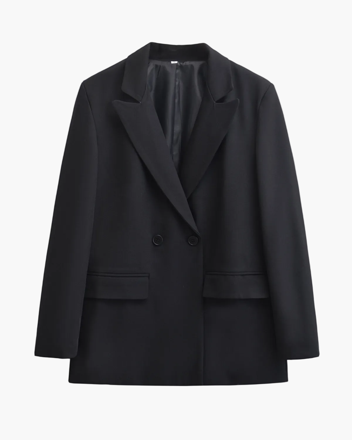 Double-Breasted Blazer with Broad Lapels - Black