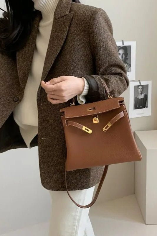 Oversized Longline Blazer with Notched Collar - Brown