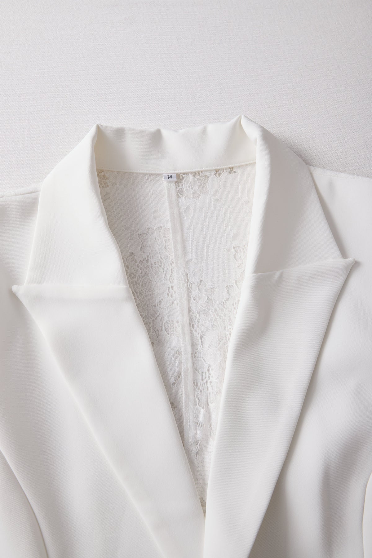 Tailored Blazer with Lace Back Detail - White
