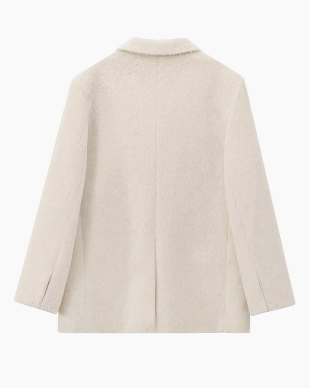 Oversized Faux Fur Blazer with Flap Pockets - Beige