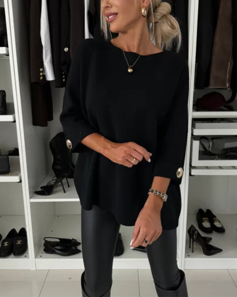 Bluse aus Strick mit klassischem Schnitt für Damen
