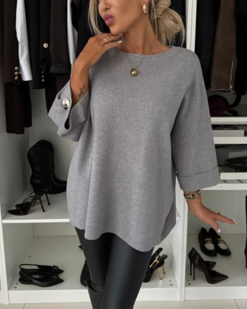 Bluse aus Strick mit klassischem Schnitt für Damen