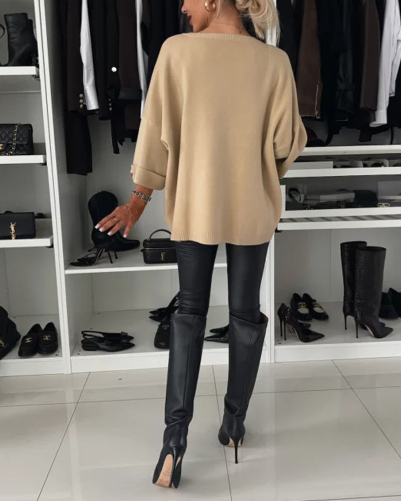 Bluse aus Strick mit klassischem Schnitt für Damen