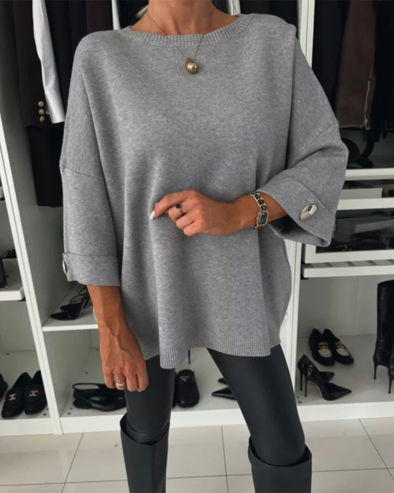 Bluse aus Strick mit klassischem Schnitt für Damen