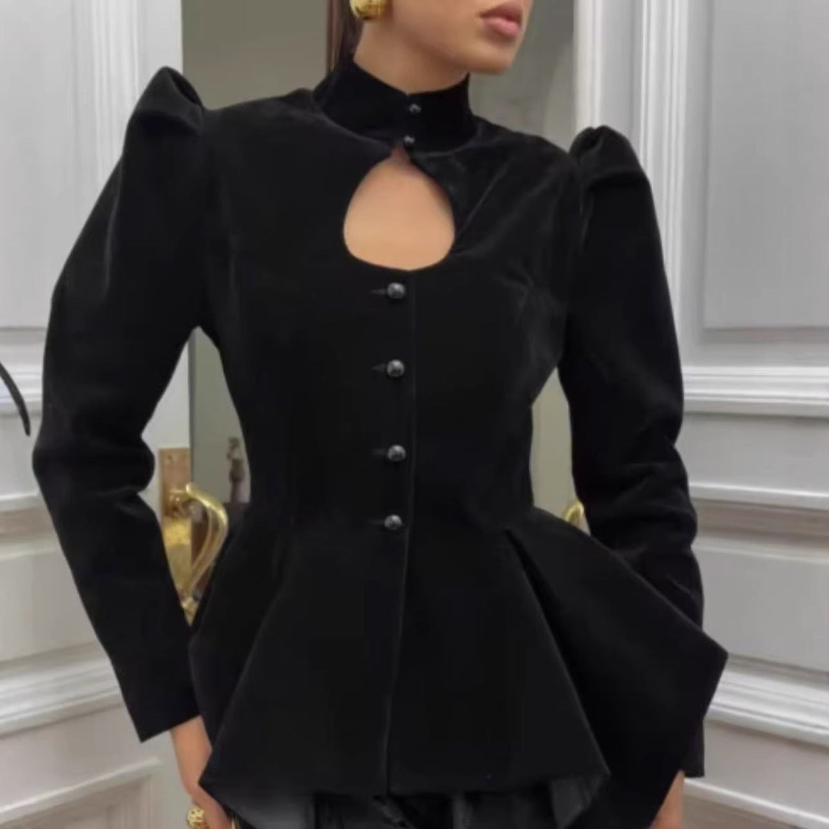Bluse mit Puffärmeln und Schößchen für Damen