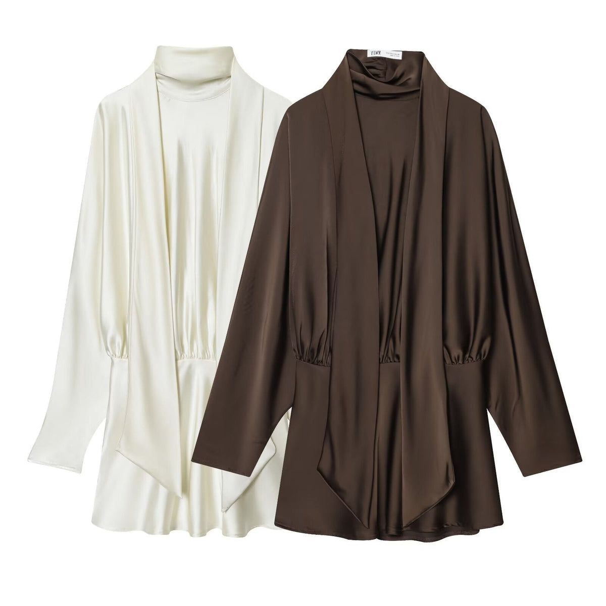 Bluse mit Stehkragen und Drapierung für Damen