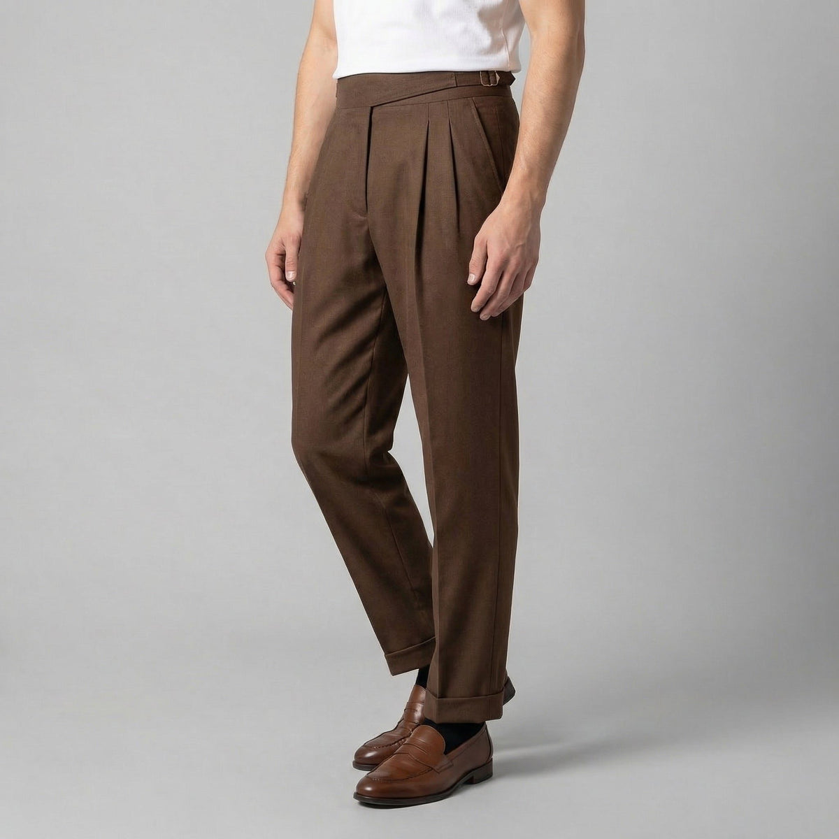Bundfaltenhose mit geradem Bein und Knöchellänge für Herren