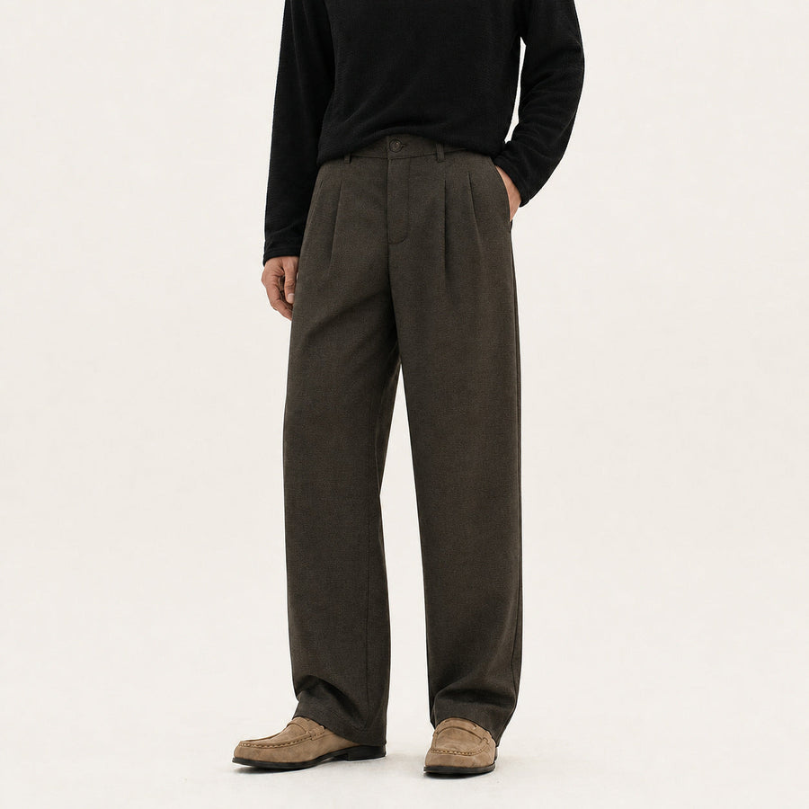 Wollhose Herren aus Wollmischung, weites Bein mit Bundfalten