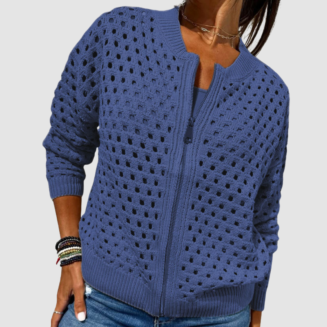 Cardigan mit Ajourmuster und Reißverschluss für Damen