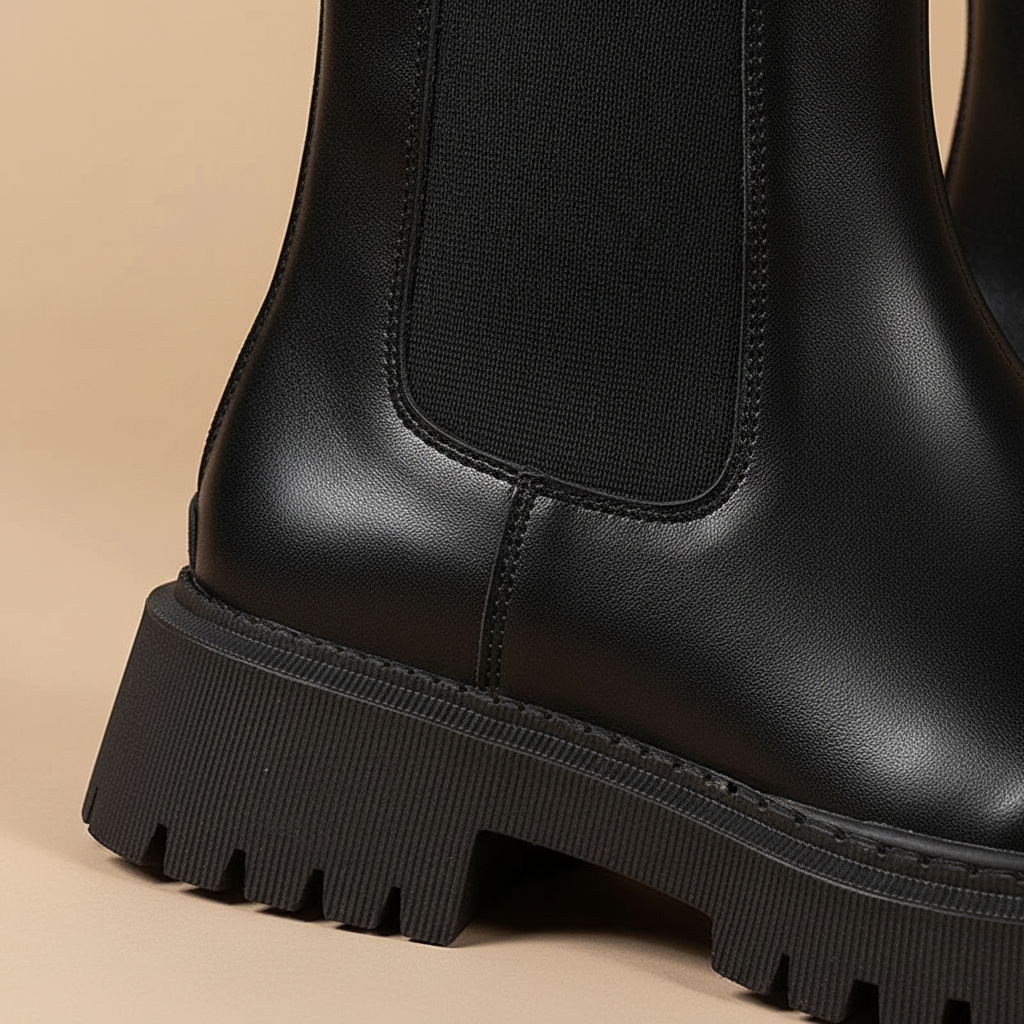 Chelsea Boots mit Profilsohle und runder Spitze für Damen