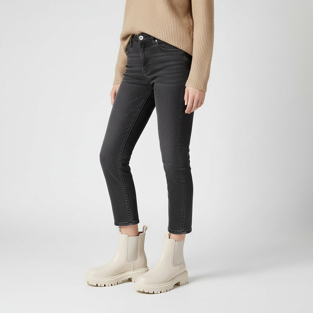 Chelsea Boots mit Profilsohle und runder Spitze für Damen