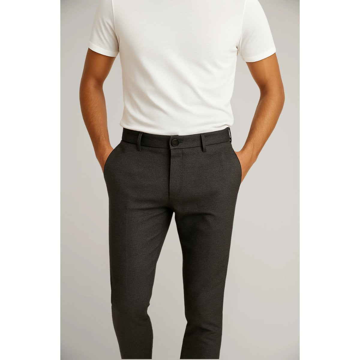 Chino Hose mit schmalem Bein und Seitentaschen für Herren - Dunkelgrau