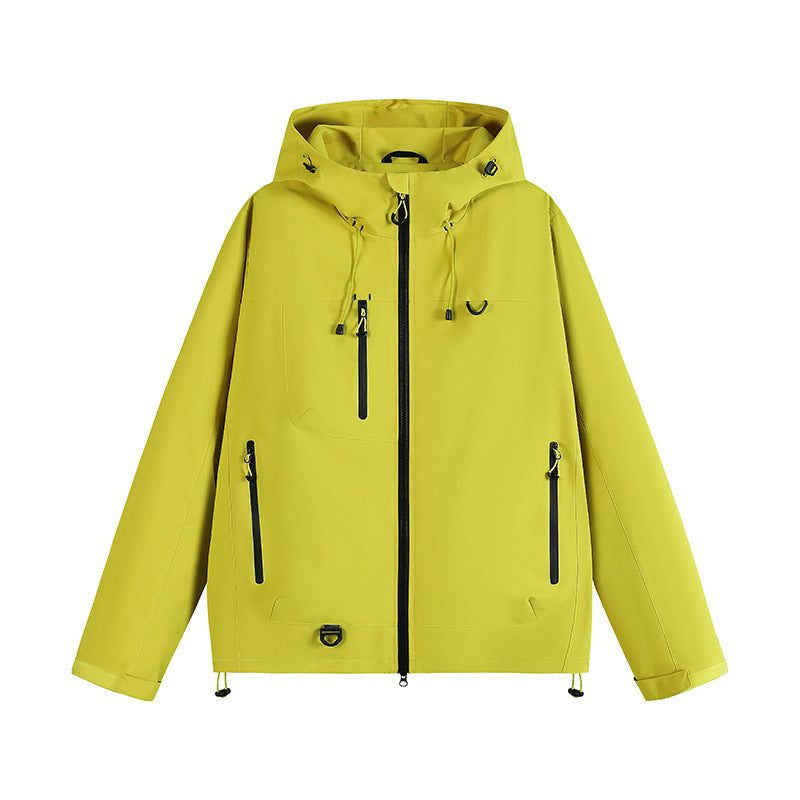 Hooded Rain Jacket with Zipped Pockets - Bright Yellow