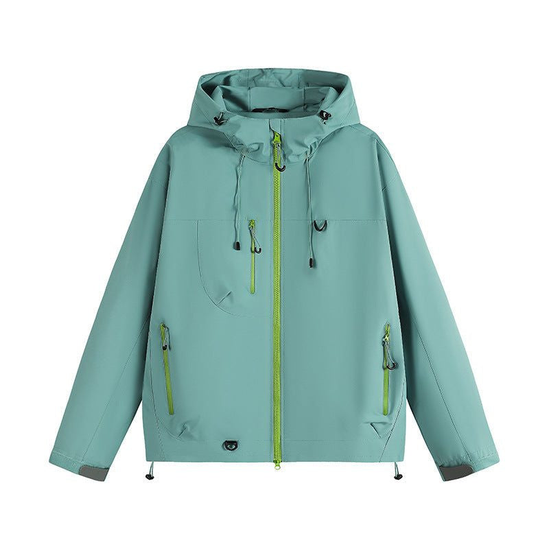 Hooded Rain Jacket with Zipped Pockets - Grey