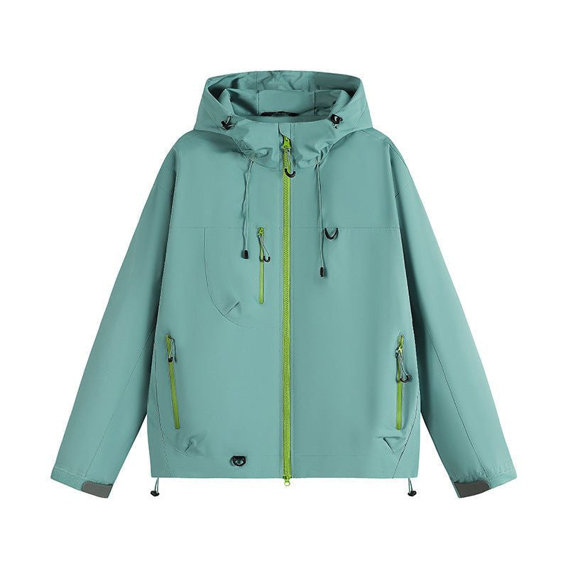 Hooded Rain Jacket with Zipped Pockets - Grey