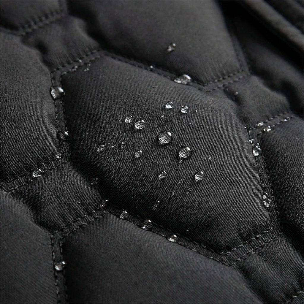 Longline Hooded Puffer Coat with Diamond Quilting - Black