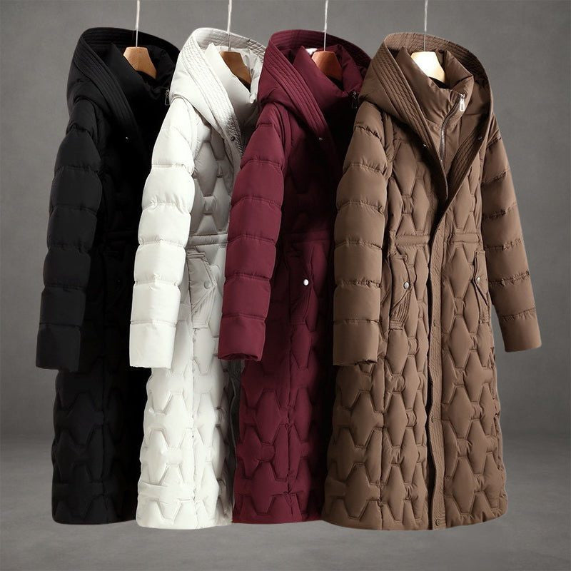 Longline Hooded Puffer Coat with Diamond Quilting - Colour overview