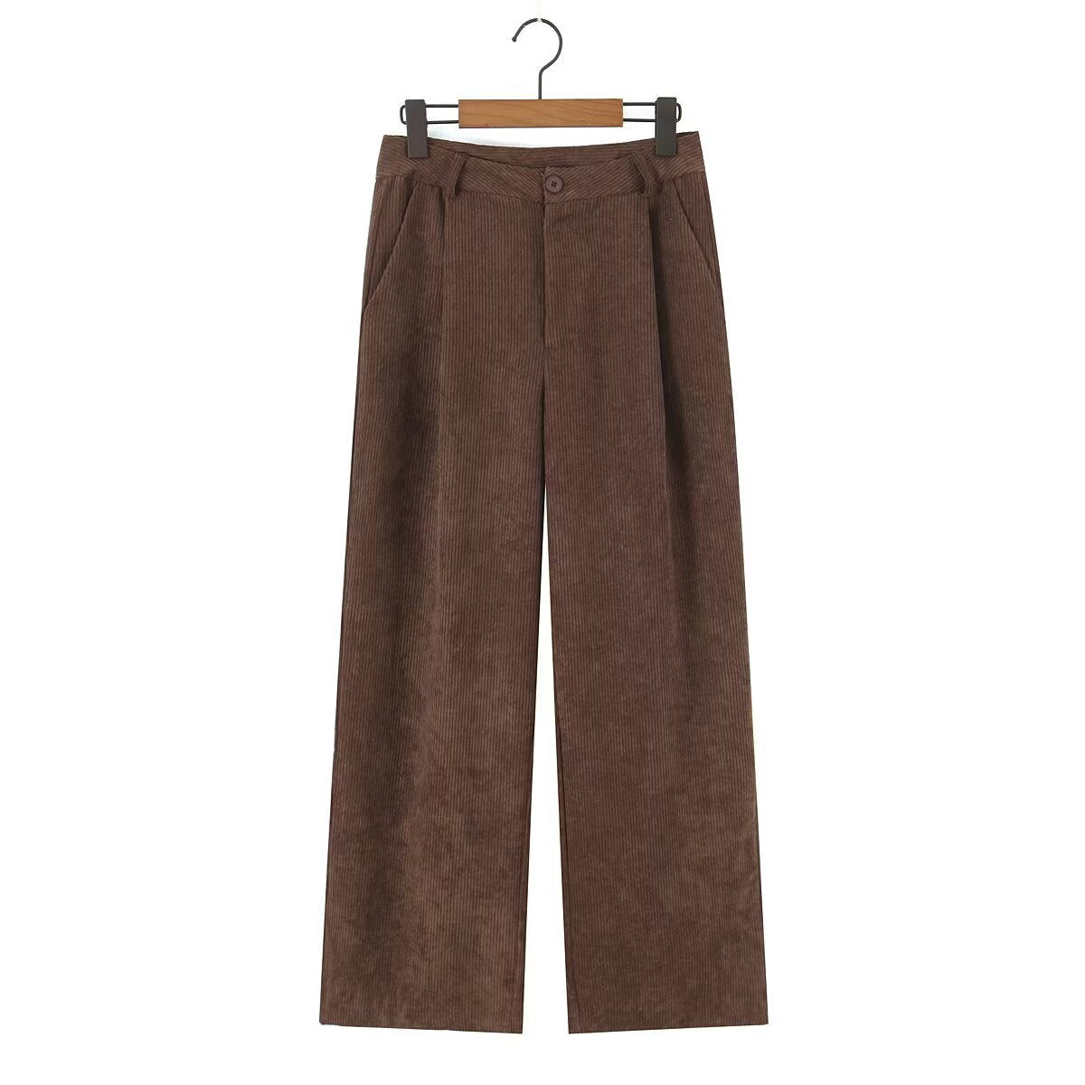 Cordhose mit weitem Bein und Bundfalten für Damen