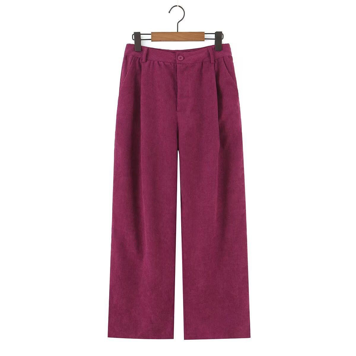 Cordhose mit weitem Bein und Bundfalten für Damen