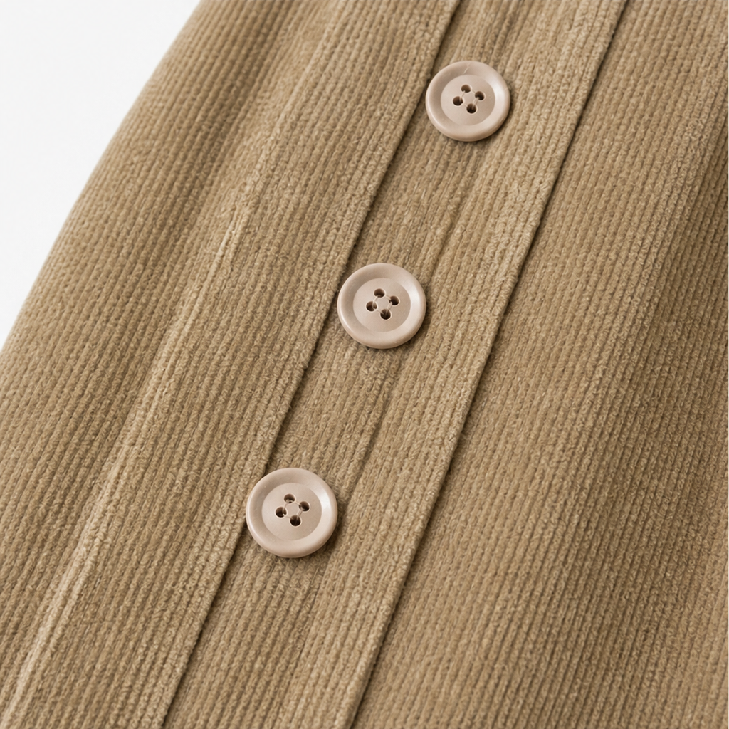 Cordhose mit Ballonbein und Zierknöpfen für Damen