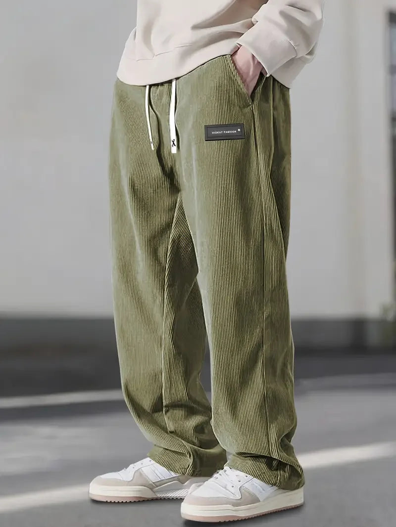 Cordhose mit geradem Schnitt und Tunnelzug für Herren - Grün