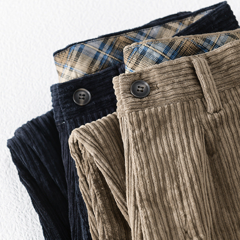 Cordhose mit hohem Bund und Saumumschlag für Herren
