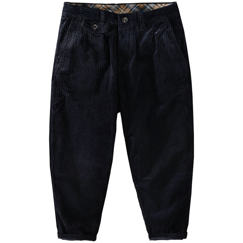 Cordhose mit hohem Bund und Saumumschlag für Herren