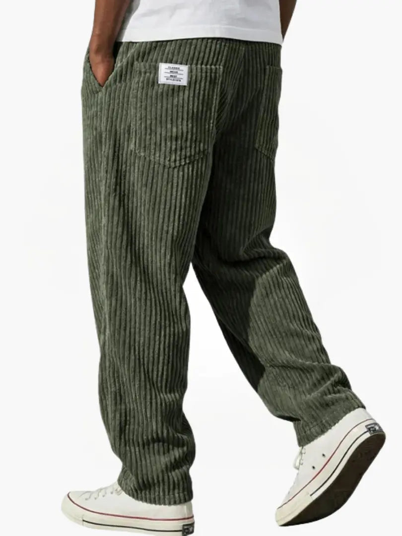 Cordhose mit Rippstruktur und geradem Bein für Herren - Grün