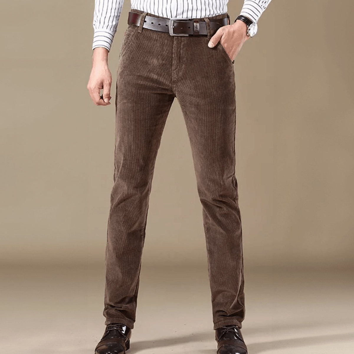 Cordhose mit schmalem Schnitt und geradem Bein für Herren - Hellbraun