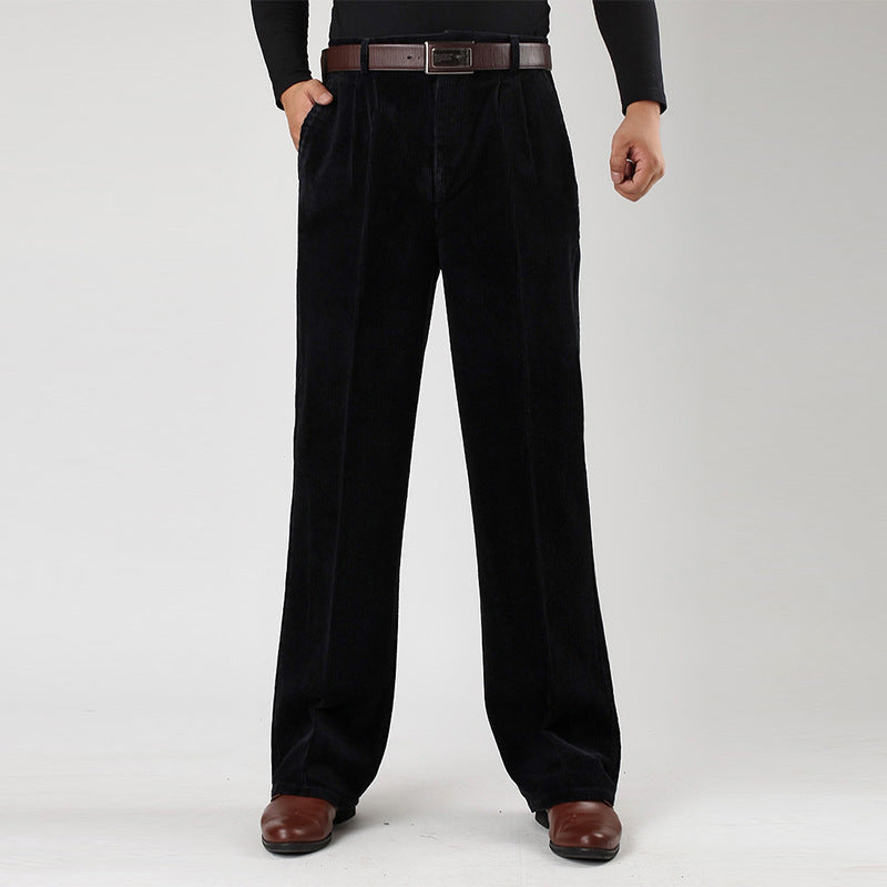 Cordhose mit weitem Bein und Faltenfront für Herren
