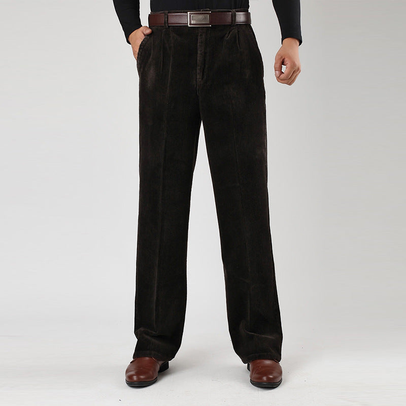 Cordhose mit weitem Bein und Faltenfront für Herren