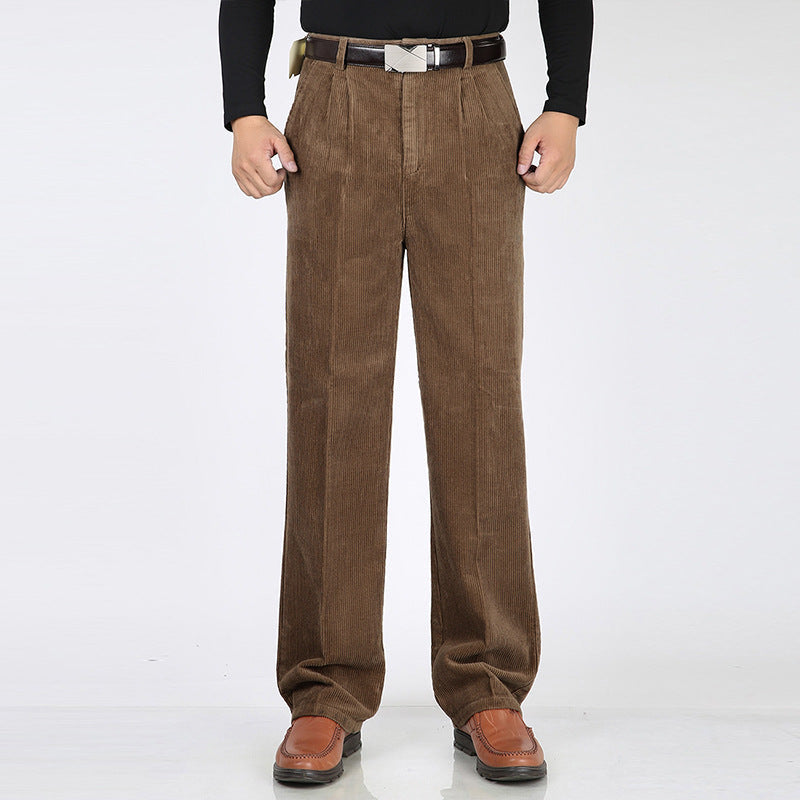 Cordhose mit weitem Bein und Faltenfront für Herren