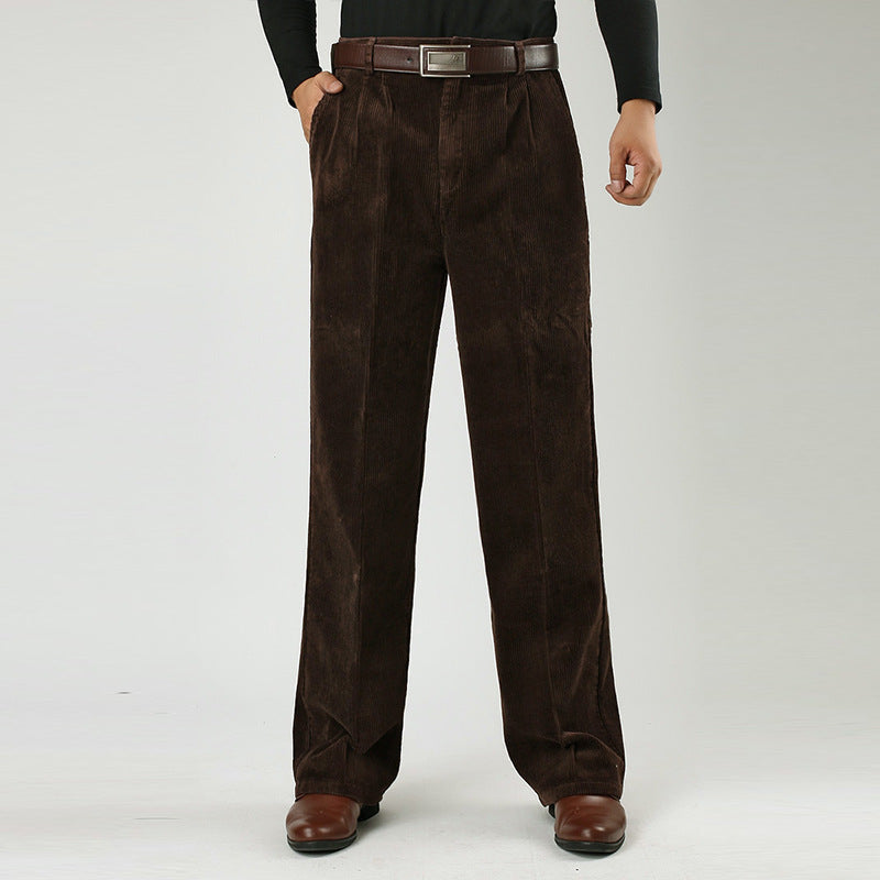 Cordhose mit weitem Bein und Faltenfront für Herren