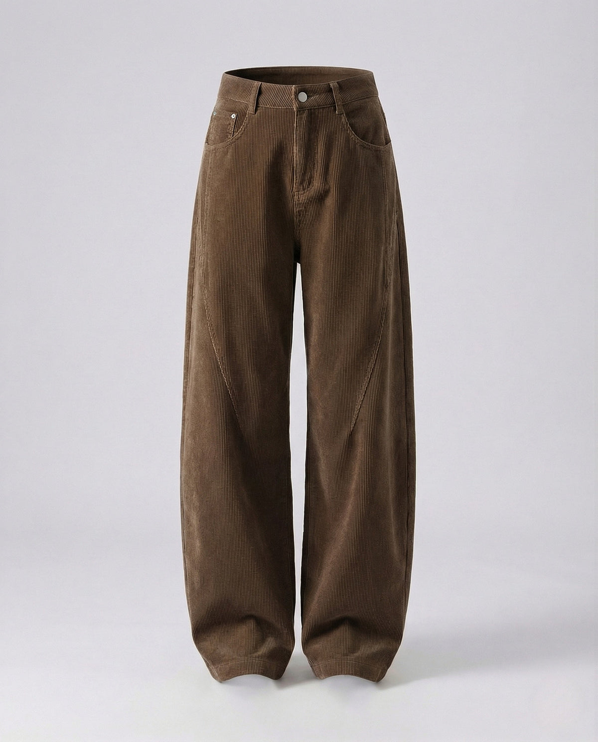 Cordhose mit weitem Bein und hohem Bund für Damen