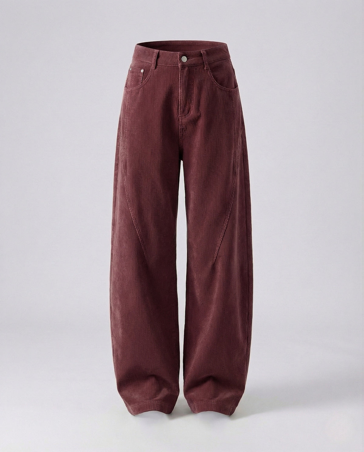 Cordhose mit weitem Bein und hohem Bund für Damen