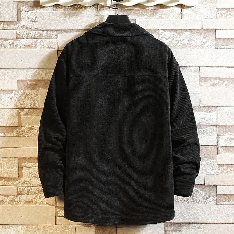 Cordjacke Herren locker geschnitten mit Hemdkragen, Übergangsjacke