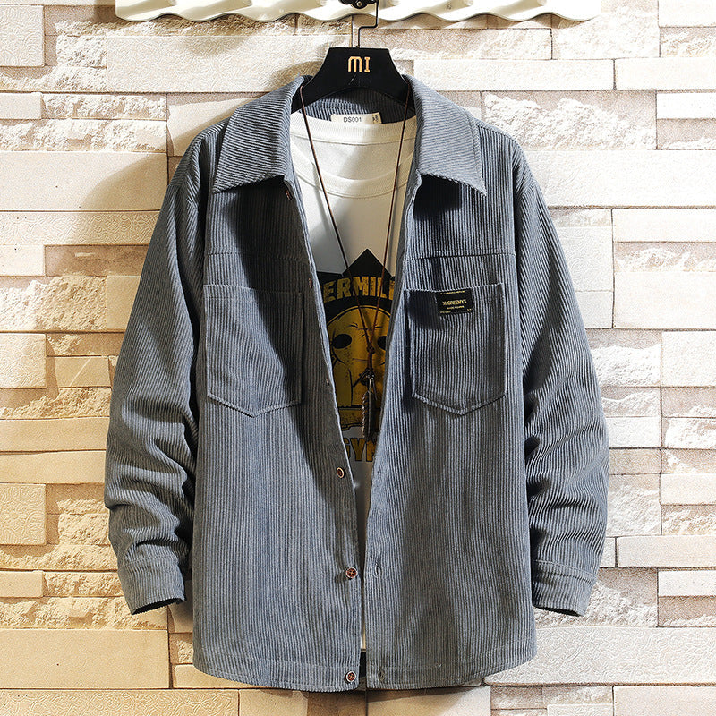 Cordjacke mit Hemdkragen und Brusttaschen für Herren