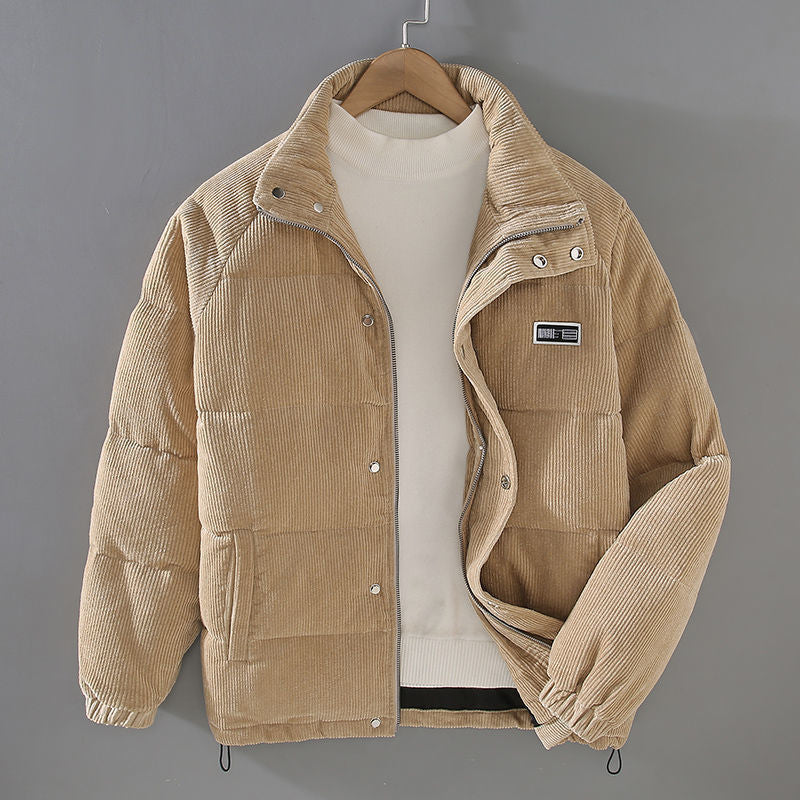 Cordjacke mit Knöpfen und schmalem Schnitt für Herren - Khaki
