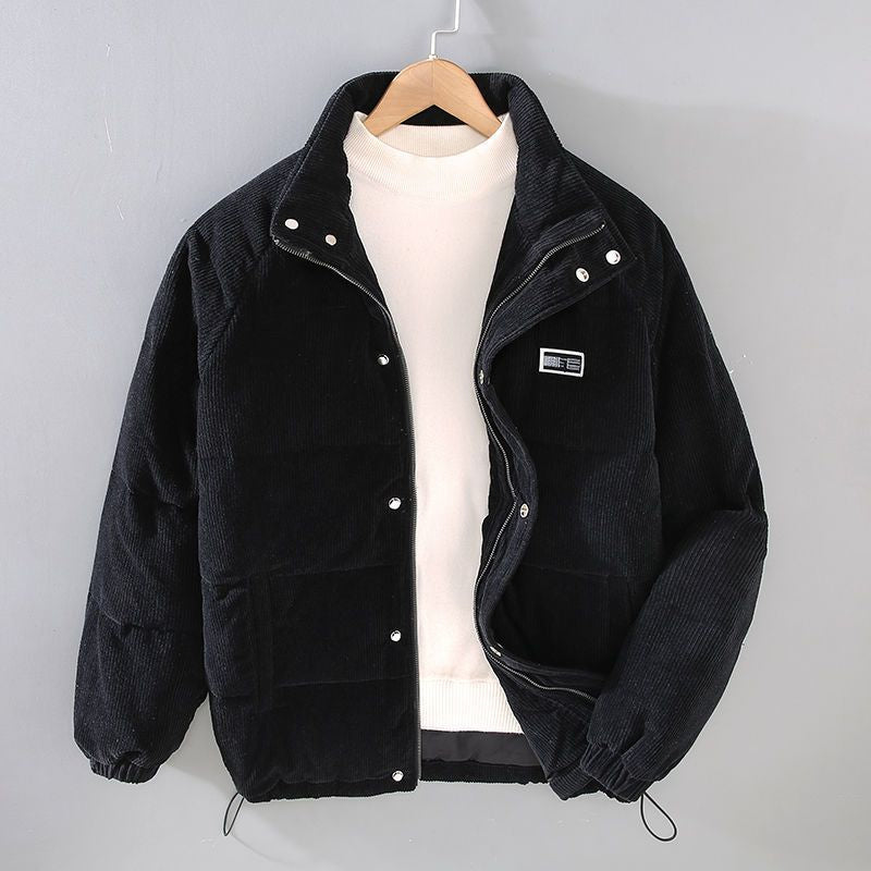 Cordjacke mit Knöpfen und schmalem Schnitt für Herren - Schwarz