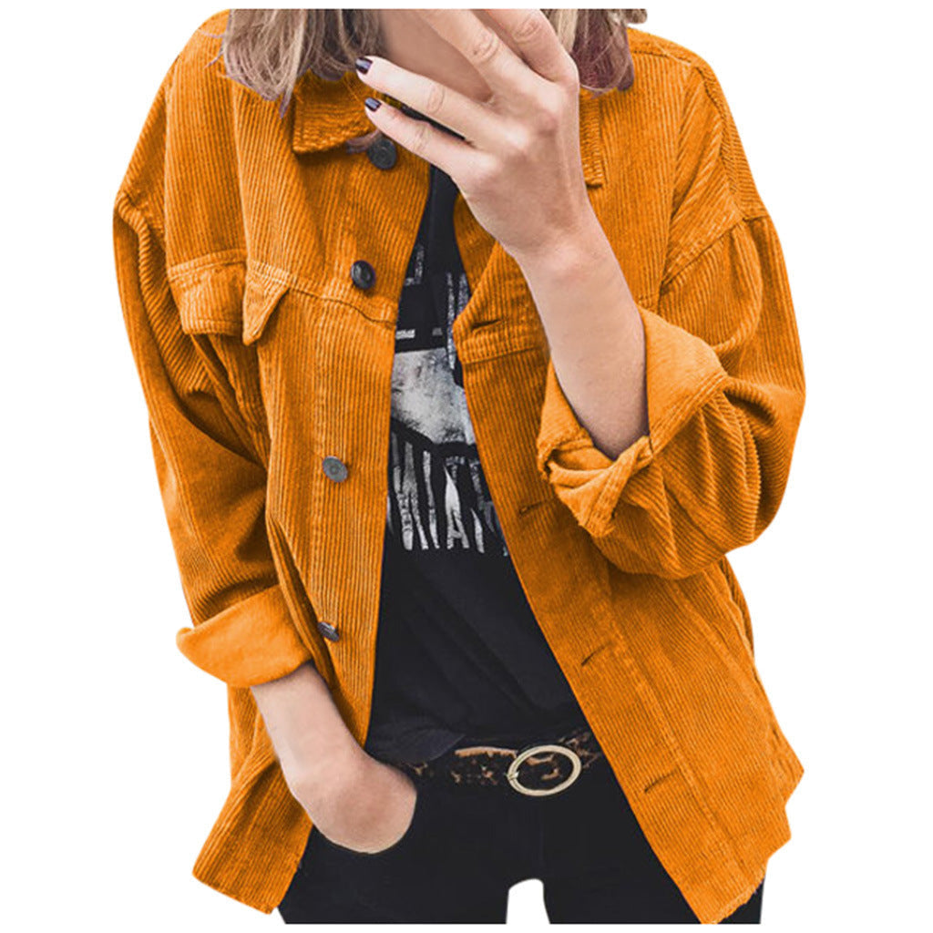 Cordjacke mit weitem Schnitt und Brusttaschen für Damen