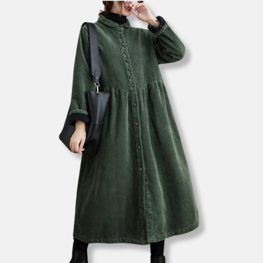 Cordmantel in A-Linie mit Midi-Länge für Damen