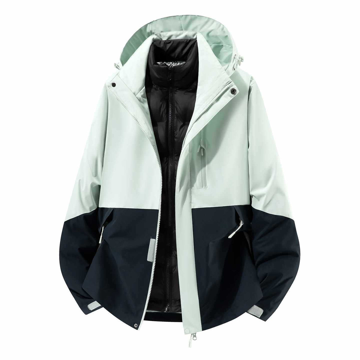 Daunenjacke mit Kapuze und abnehmbarer Innenjacke für Herren