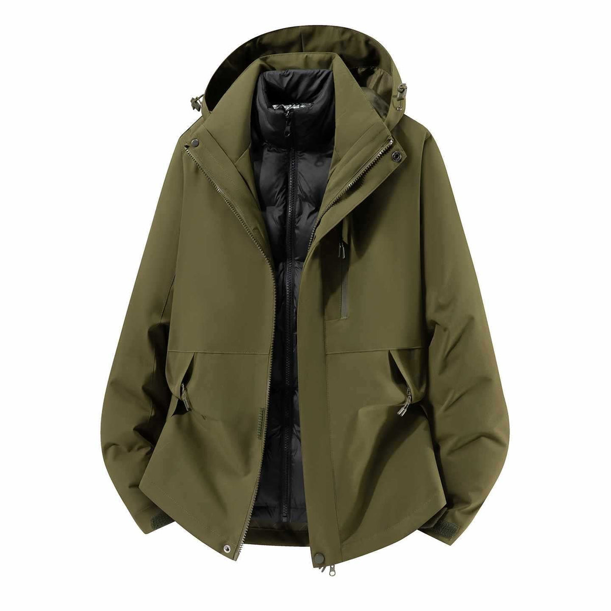 Daunenjacke mit Kapuze und abnehmbarer Innenjacke für Herren