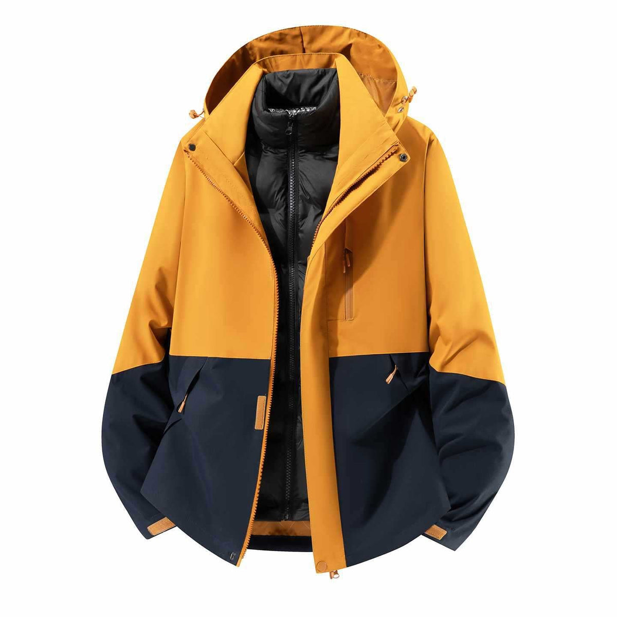Daunenjacke mit Kapuze und abnehmbarer Innenjacke für Herren