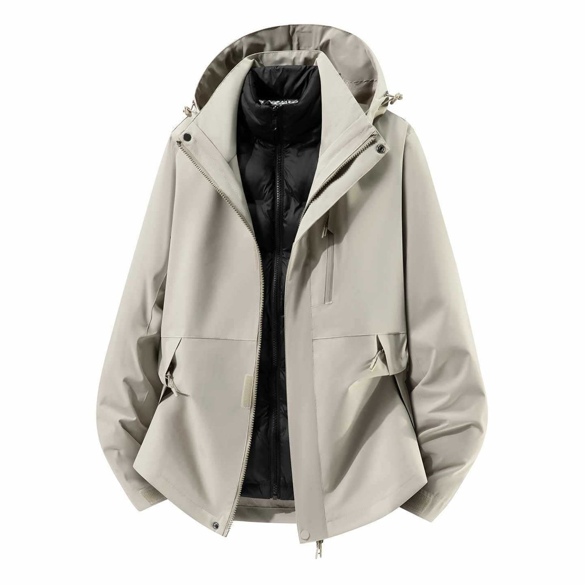 Daunenjacke mit Kapuze und abnehmbarer Innenjacke für Herren