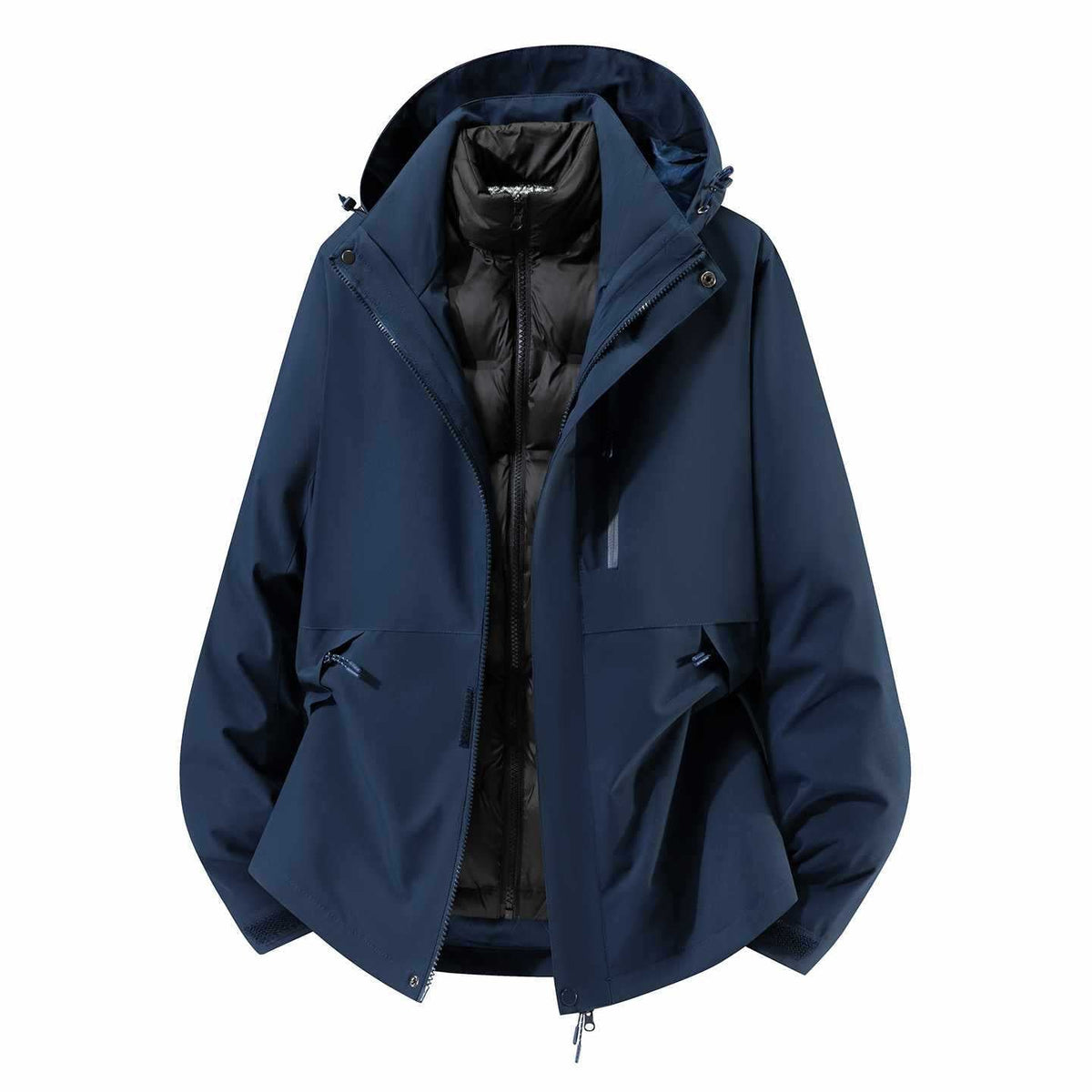 Daunenjacke mit Kapuze und abnehmbarer Innenjacke für Herren