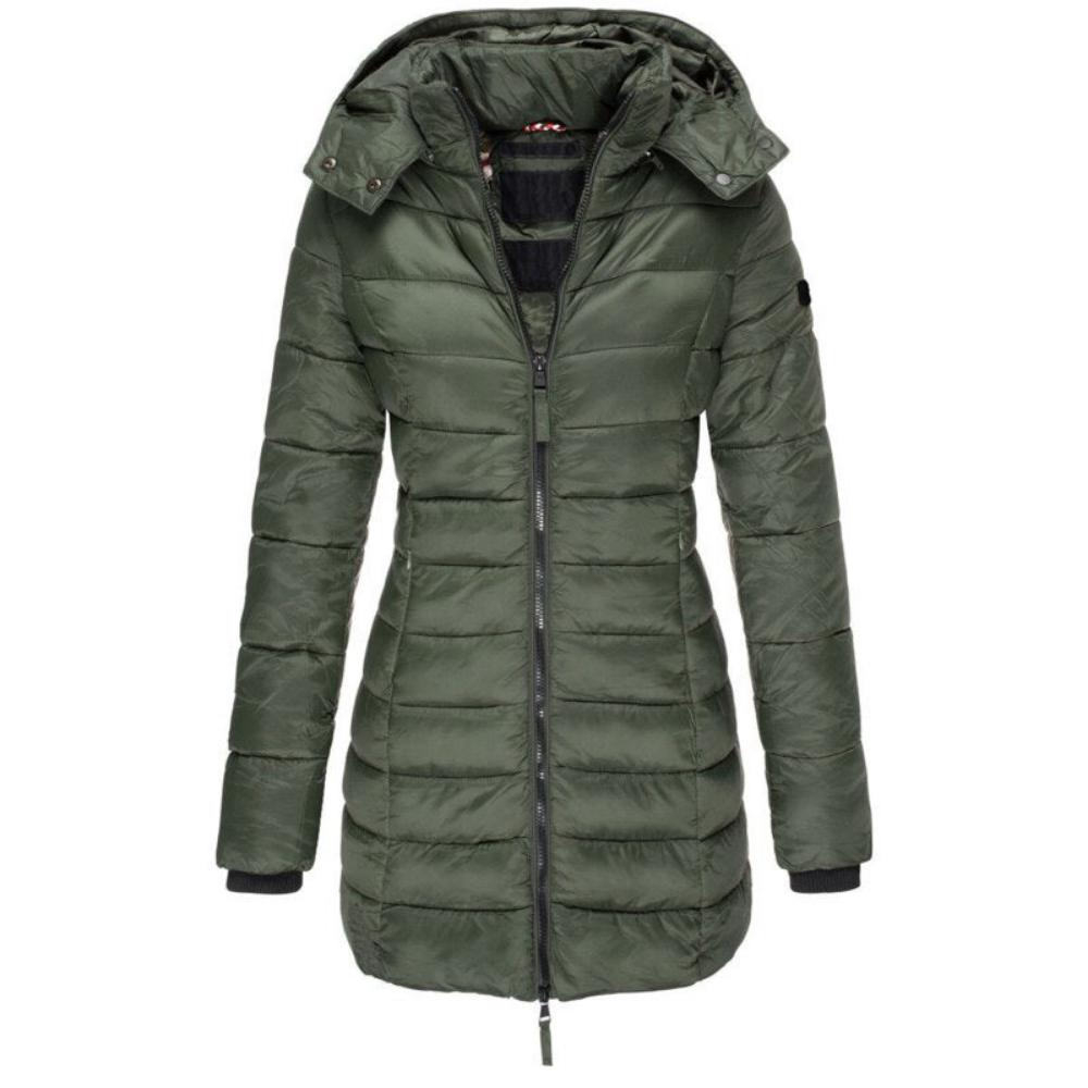 Daunenjacke mit Kapuze und Reißverschluss für Damen